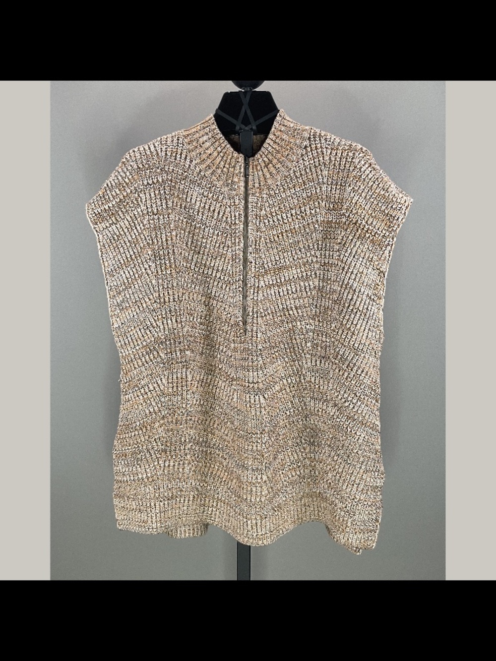 J Jill Sweater Womens Large orange brown knit pull over half zip boho indie